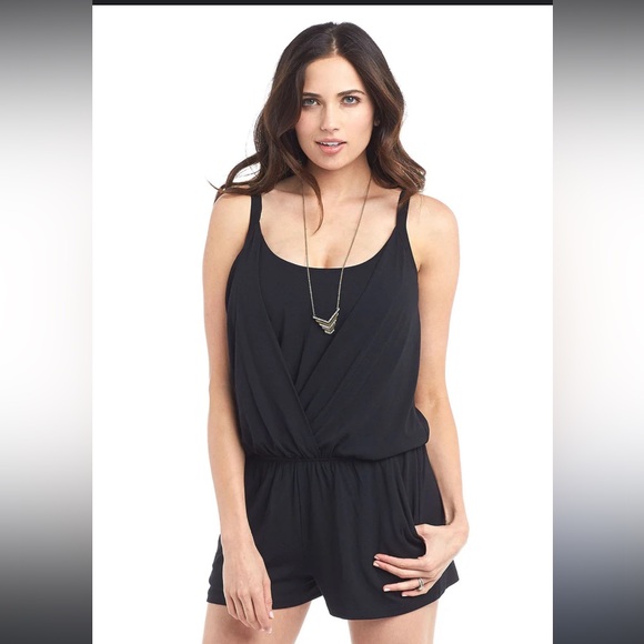 Black sleeveless cotton romper basic perfect travel beach pool casual summer S - Picture 1 of 8